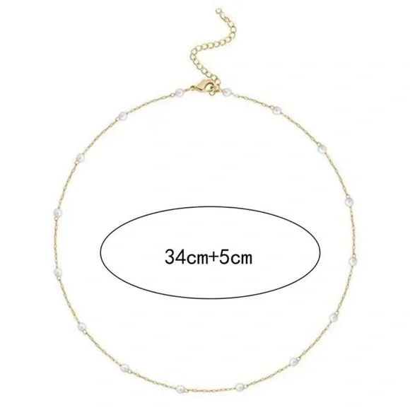 ⚠️Clearance Faux Pearl Yellow Gold Choker Necklace - Picture 3 of 3